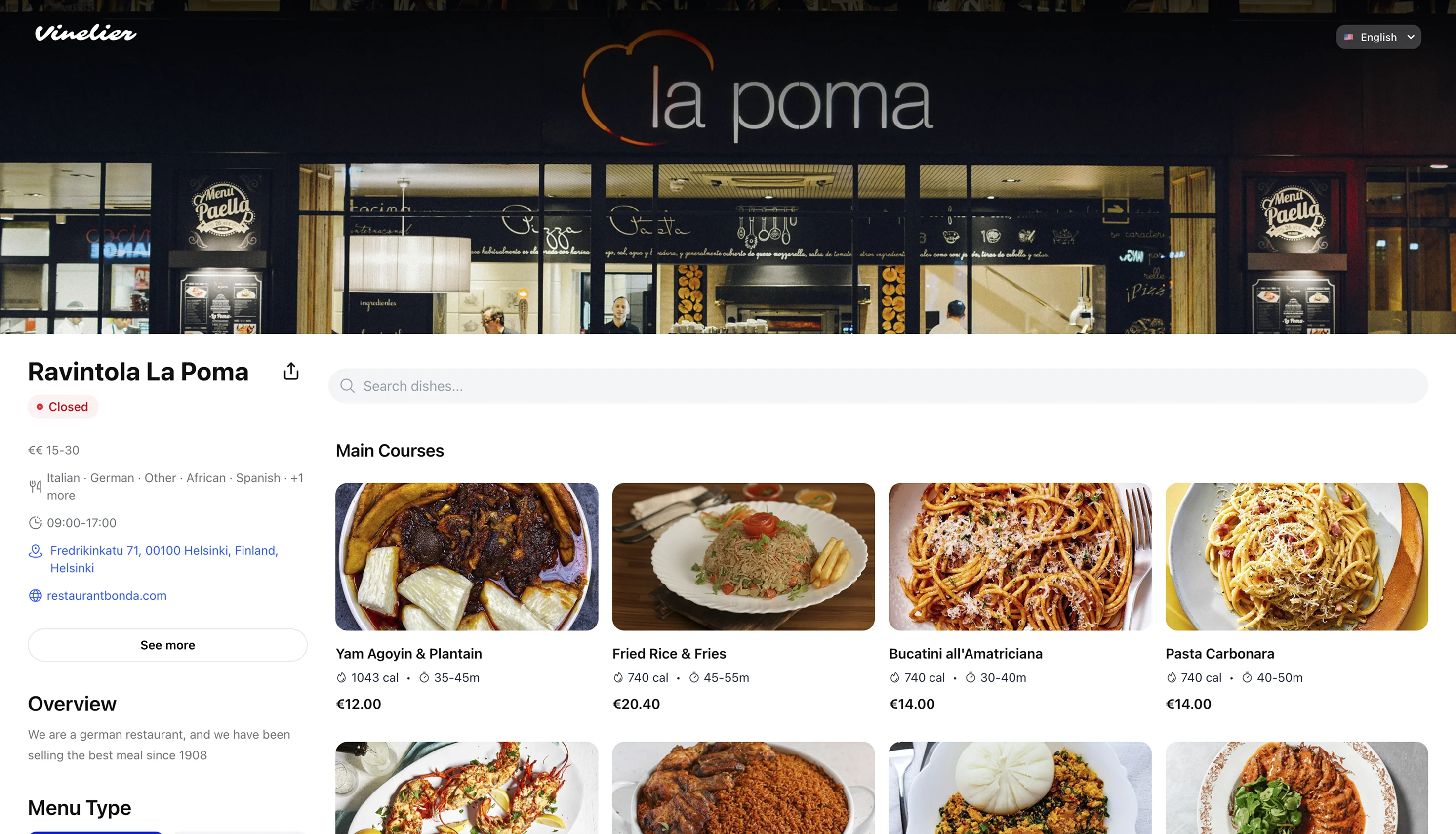 Vinelier Public Menu