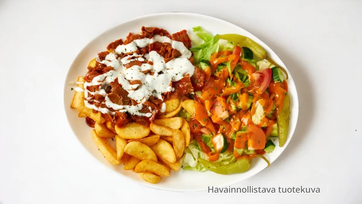 Kebab lohkoperunoilla