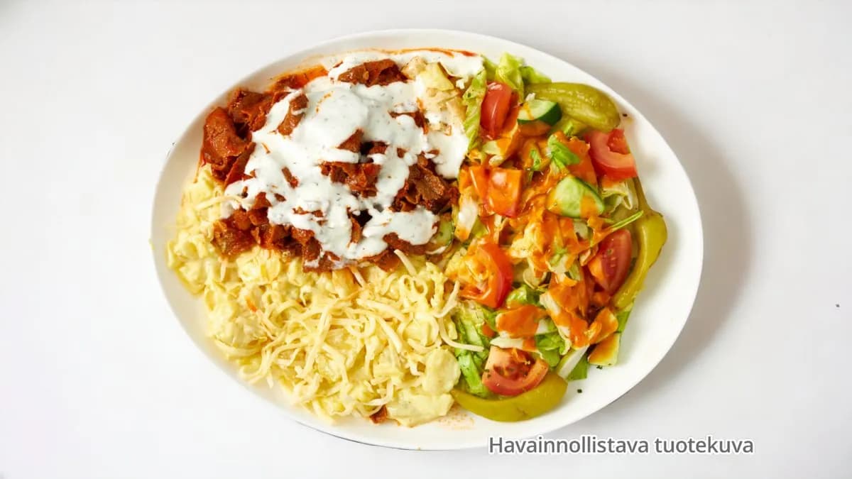 Kebab aurajuustoperunoilla