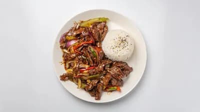 Fried beef with vegetables+rice