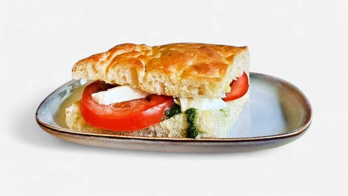 Caprese focaccia sandwich