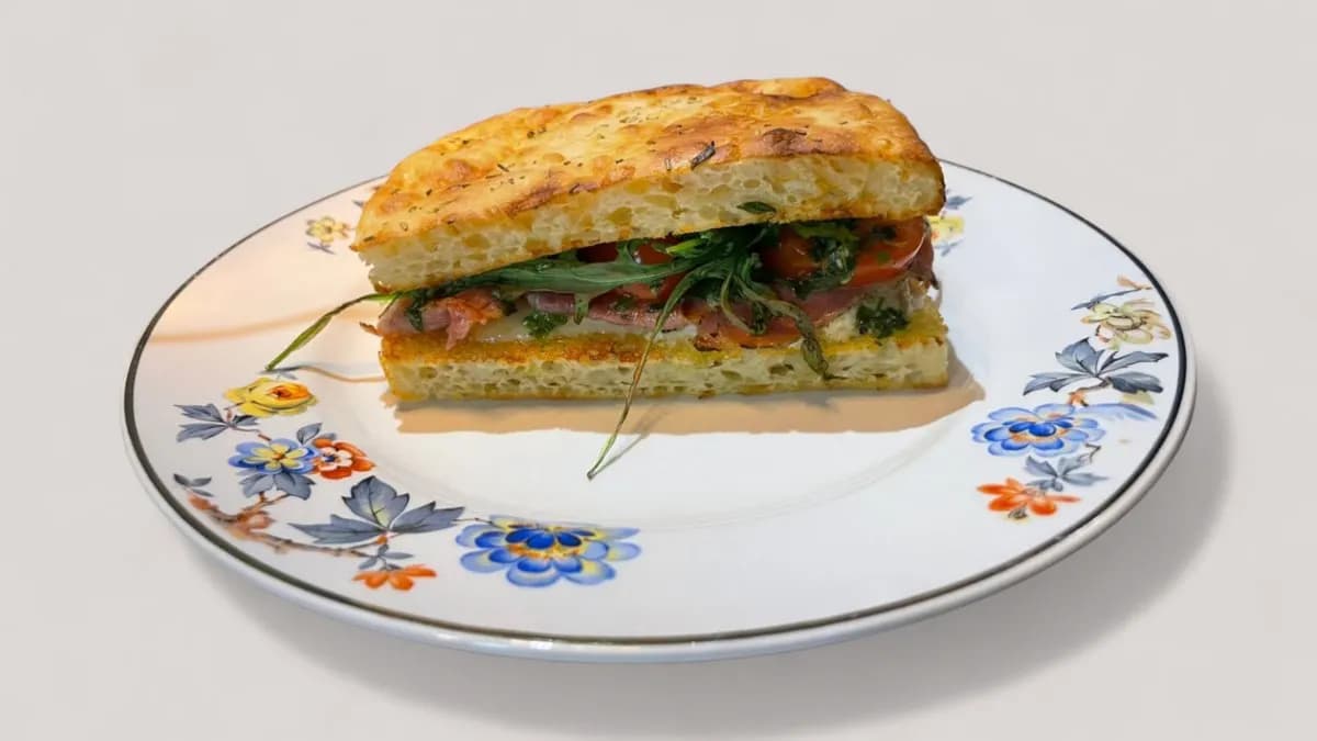 Salami-brie focaccia