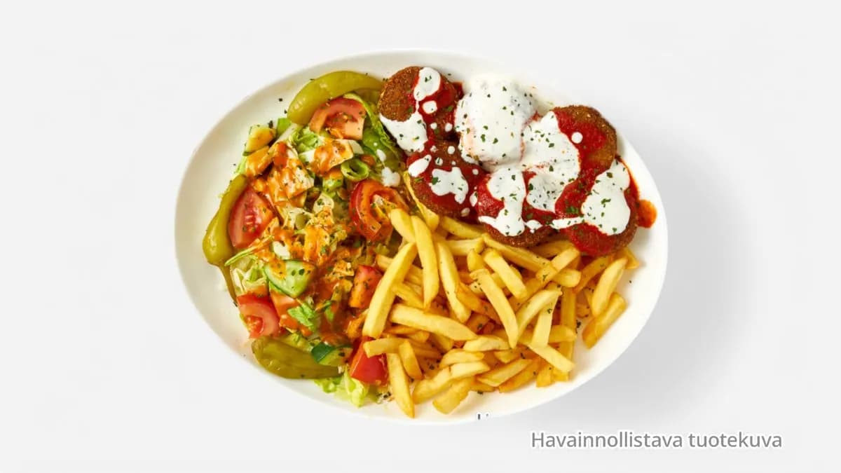 Falafel valitsemallasi lisukkeella