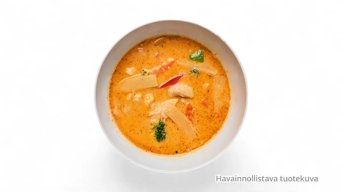 E1. Kanaa Panang curry-kookosmaitokastikeessa