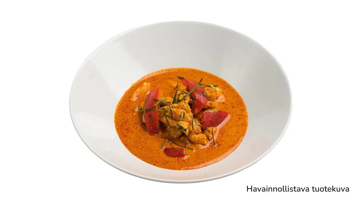 E2. Kanaa punaisessa curry-kookosmaitokastikkeessa