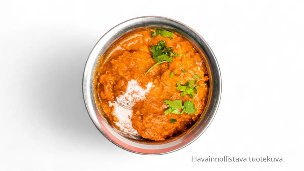 E3. Kanaa keltaiseessa curry-kookosmaitokastikkeessa