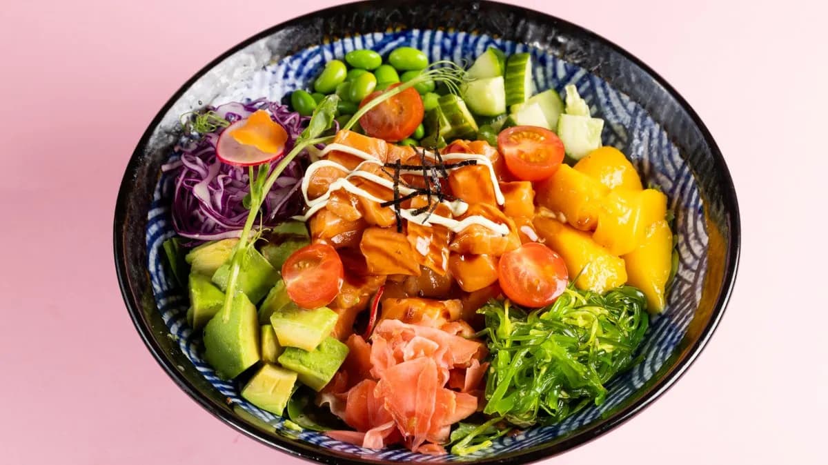 C01. Salmon Poke Bowl + Drinks