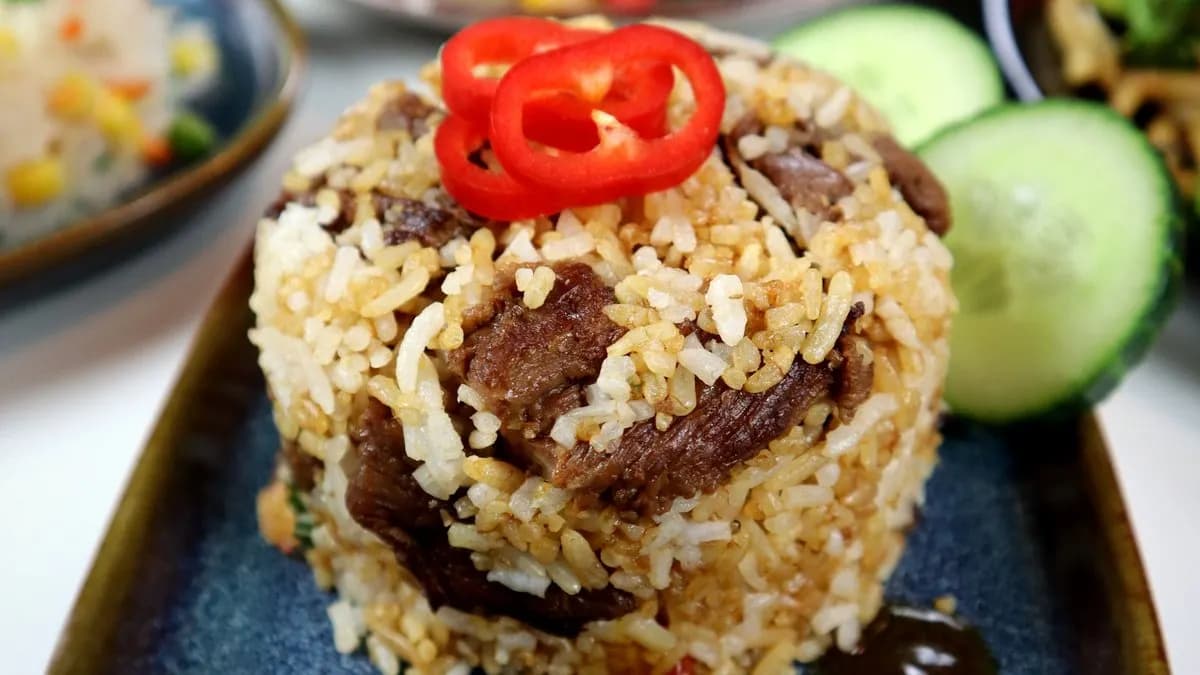 Nasi goreng with beef