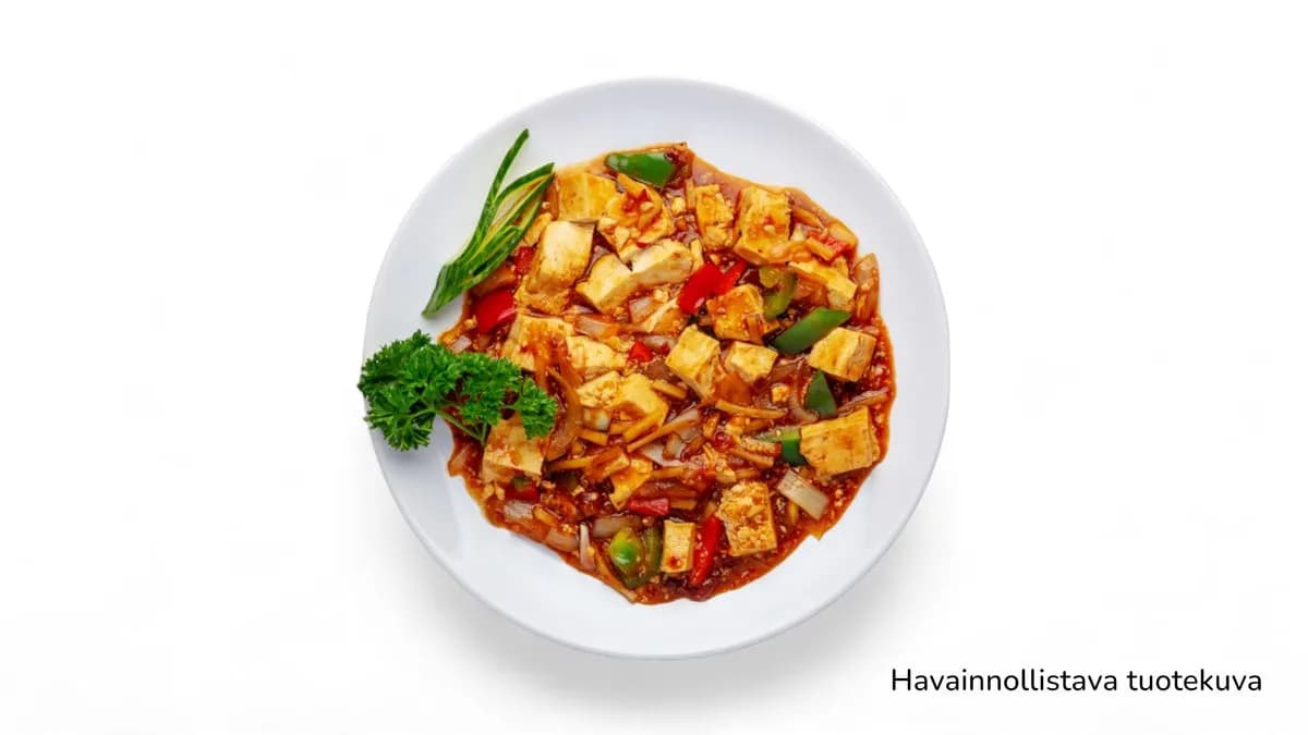 17. Keitettyä tofua punaisessa curryssa