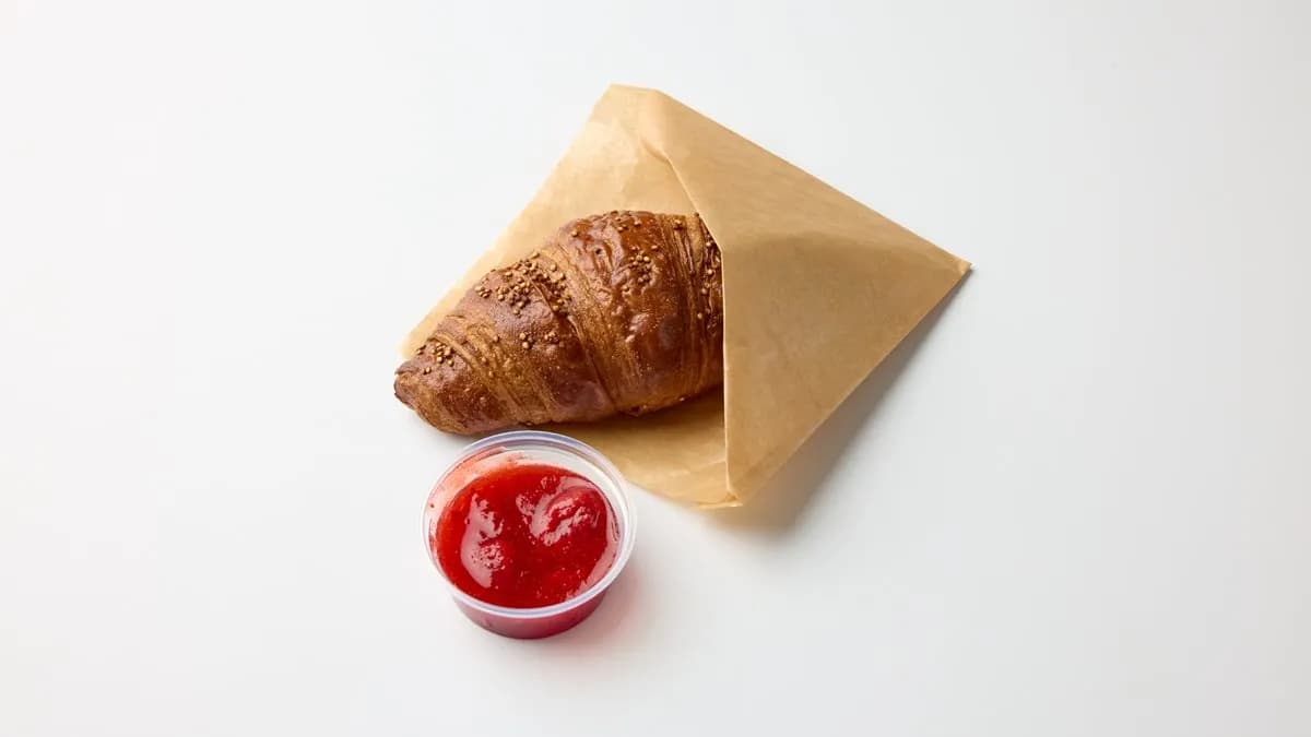 Vegaaninen speltti-kvinoacroissant & vadelmahillo (VEG)