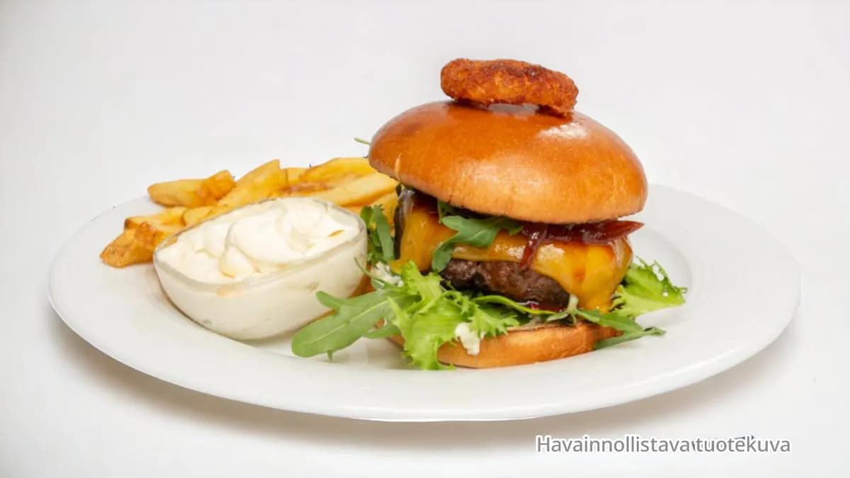 Lasten Cheeseburger ranskalaisilla