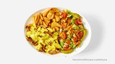 Kanadöner lohkoperunoilla