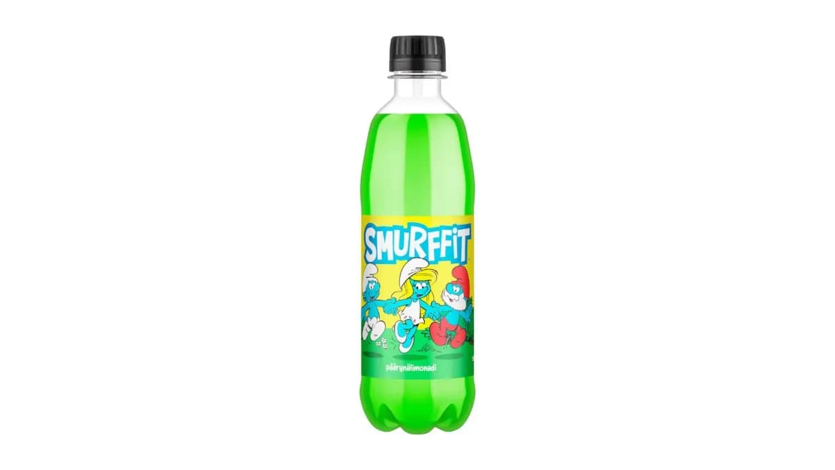 Smurffit Päärynälimonadi virvoitusjuoma muovipullo 0,5 L