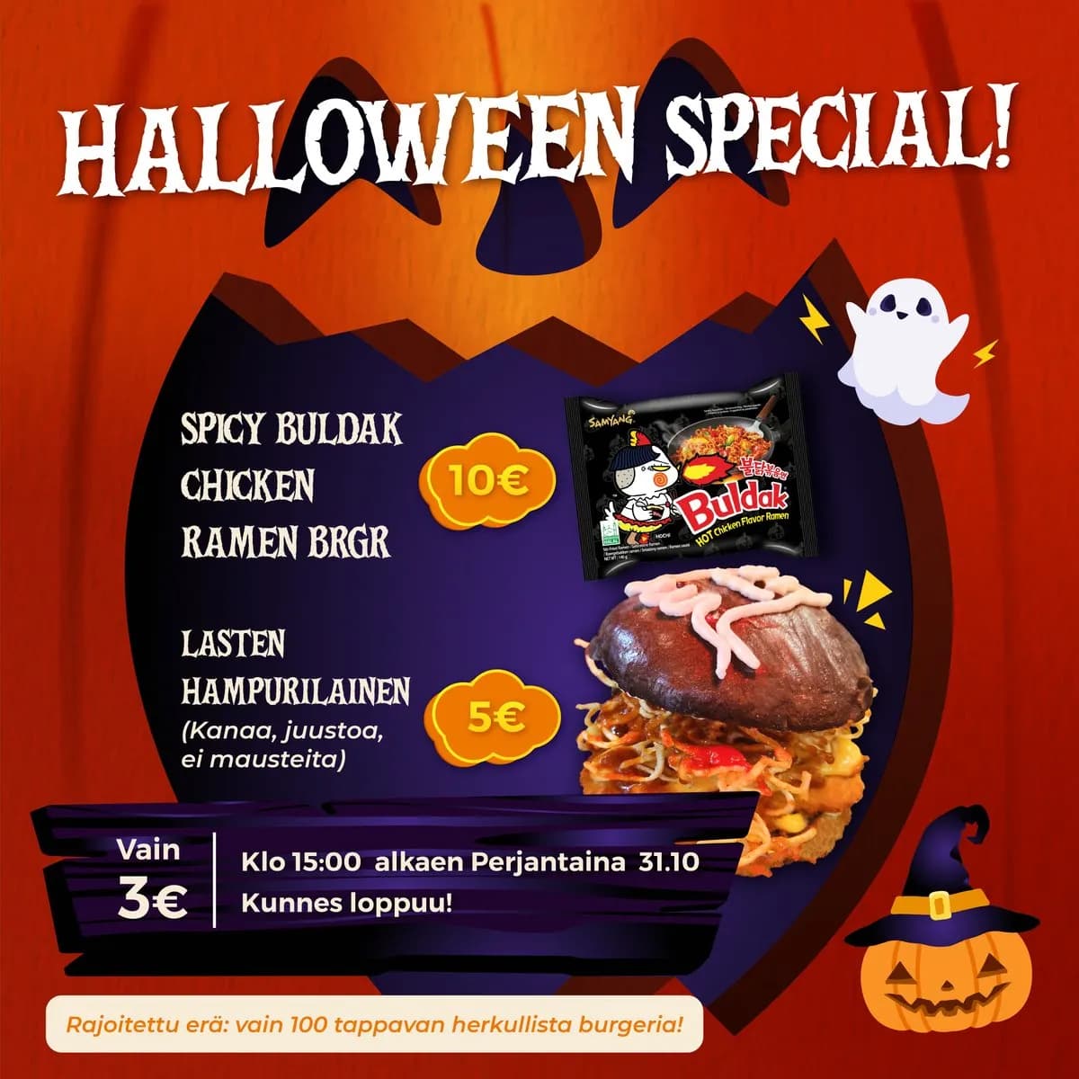 Non-Spicy Buldak Chicken Ramen Burger 🚫🌶