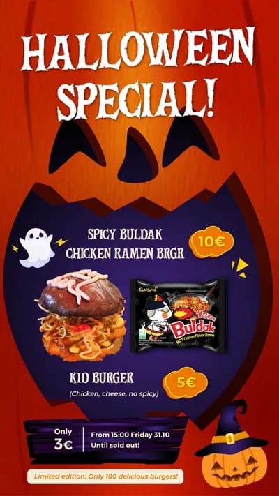 Non-Spicy Buldak Quinoa mix patty Ramen Burger 🚫🌶