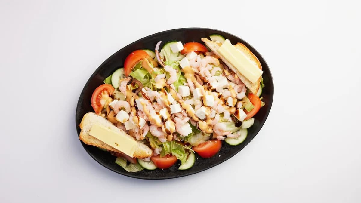 Talon feta-katkarapusalaatti