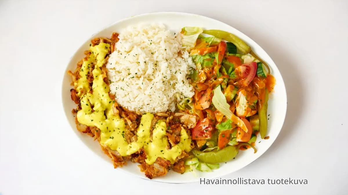 Kanakebab riisillä