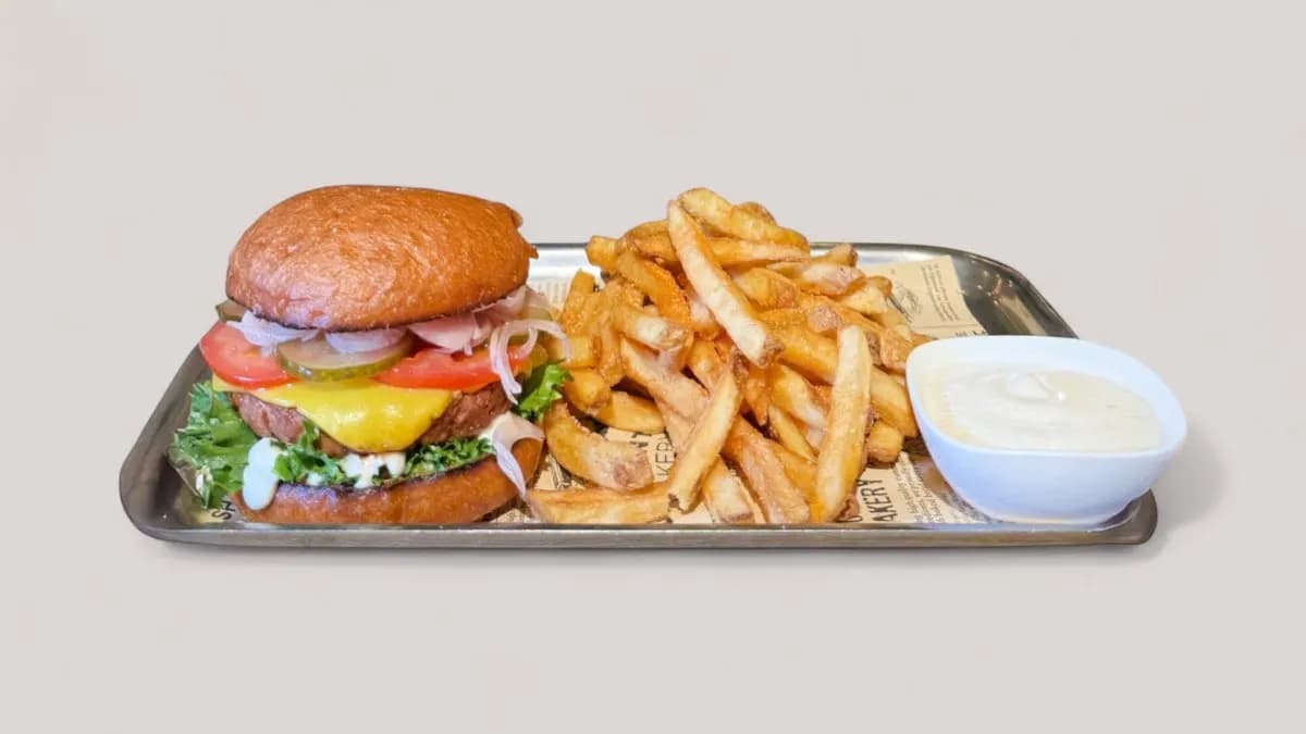 VEGAN BURGER WITH FRIES