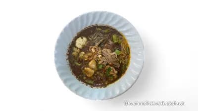 Haudutettu naudanliha nuudelikeitto