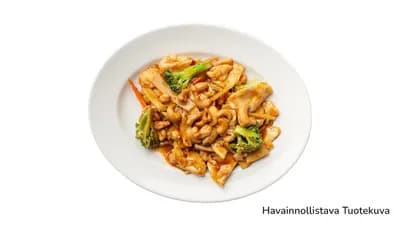 Paistettua kanaa ja vihanneksia