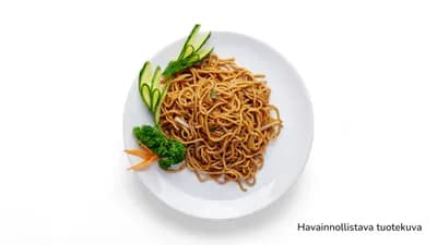 Pad Thai nuudelia ja jättiläiskatkarapuja