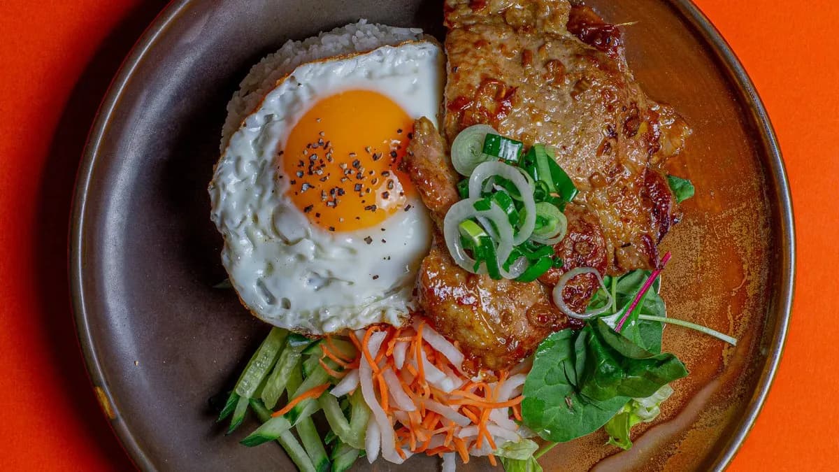 GRILLED PORK AND FRIED EGG